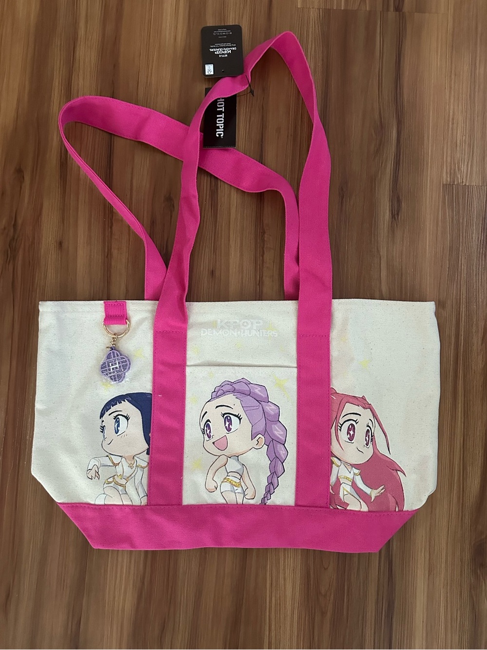 NWT Kpop demon hunters huntrix saja boys Pink & Cream Canvas Tote